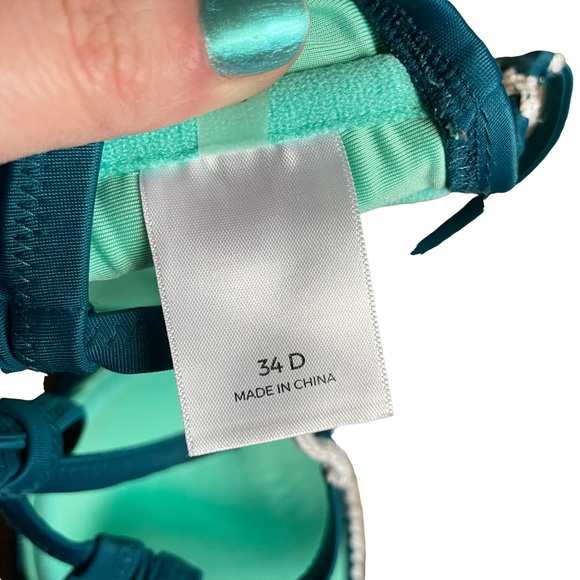 Shade & Shore Teal Crochet Racerback Bikini Set 34D Top with Matching Bottoms XL - Picture 5 of 6